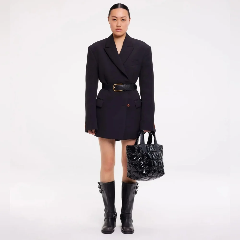 NWT VEE COLLECTIVE PORTER SMALL TOTE BAG - BLACK VINYL - Picture 4 of 11